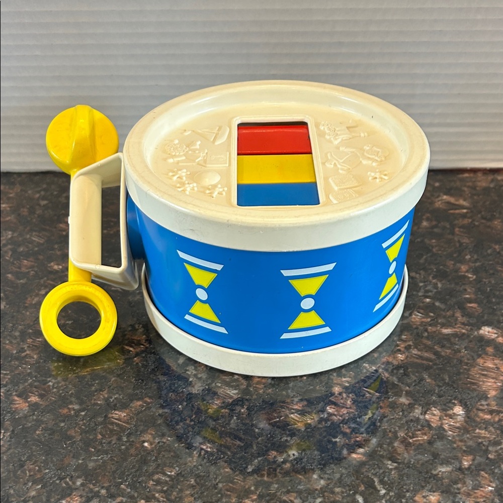 Vintage Blue & Yellow Fisher Price Drum (1976)